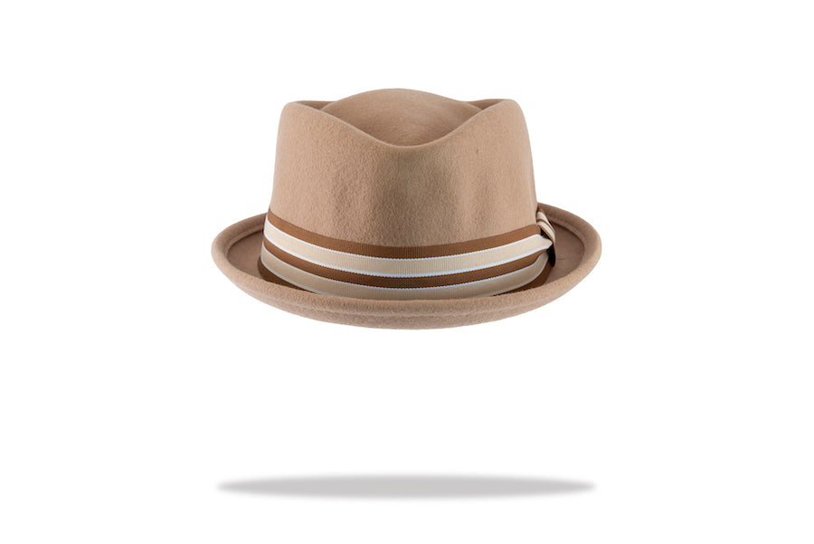 Men's wool felt porkpie hat in Camel MF6018