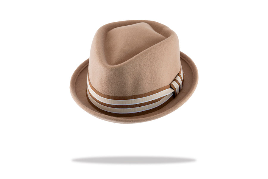 Men's wool felt porkpie hat in Camel MF6018
