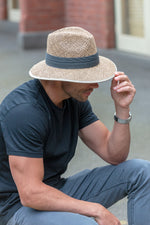 Load image into Gallery viewer, Men&#39;s Fedora Hat in Natural twisted seagrass MF14-5
