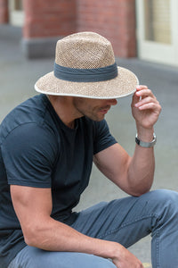 Men's Fedora Hat in Natural twisted seagrass MF14-5