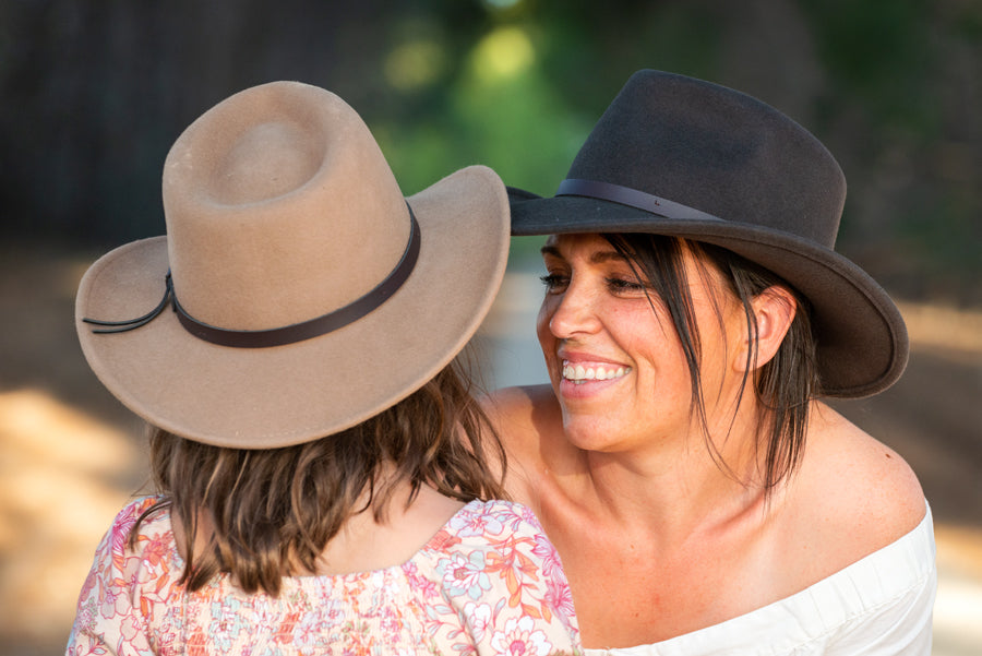 Women's Wool Felt Cowboy Hat in Smokey Grey and Camel WF 6012