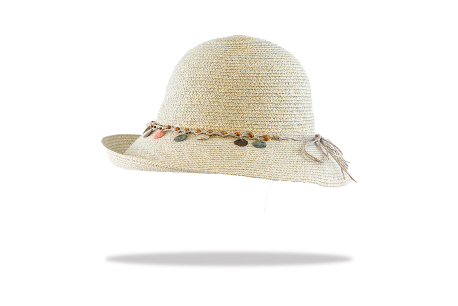 Sun hat grey with beaded trim