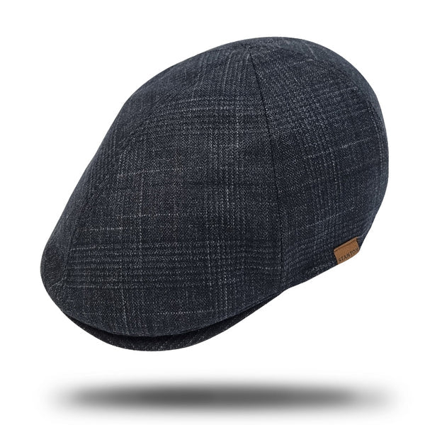 Stanton Flat Cap in Black Check SY209