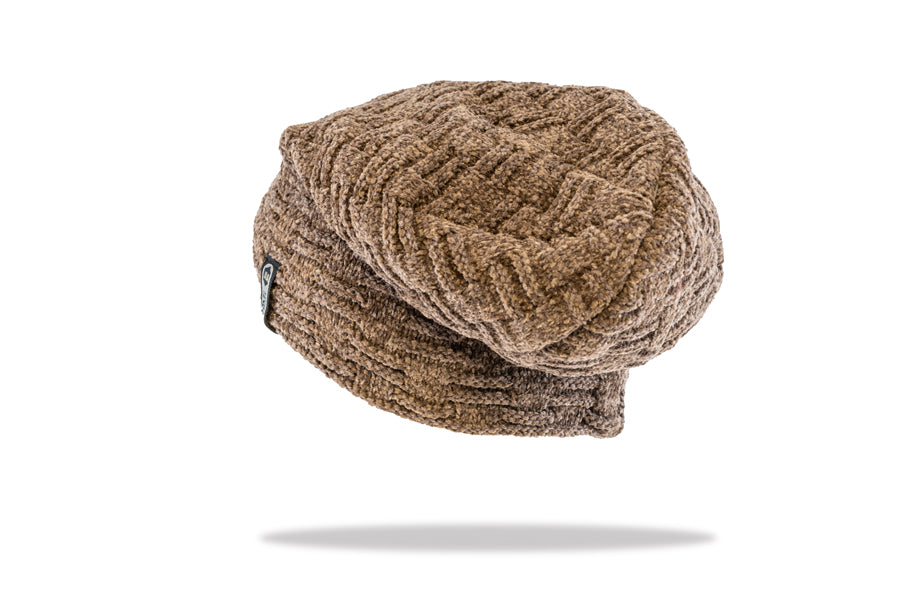 Men's Plush Lined Slouch Beanie in Tan - The Hat Project