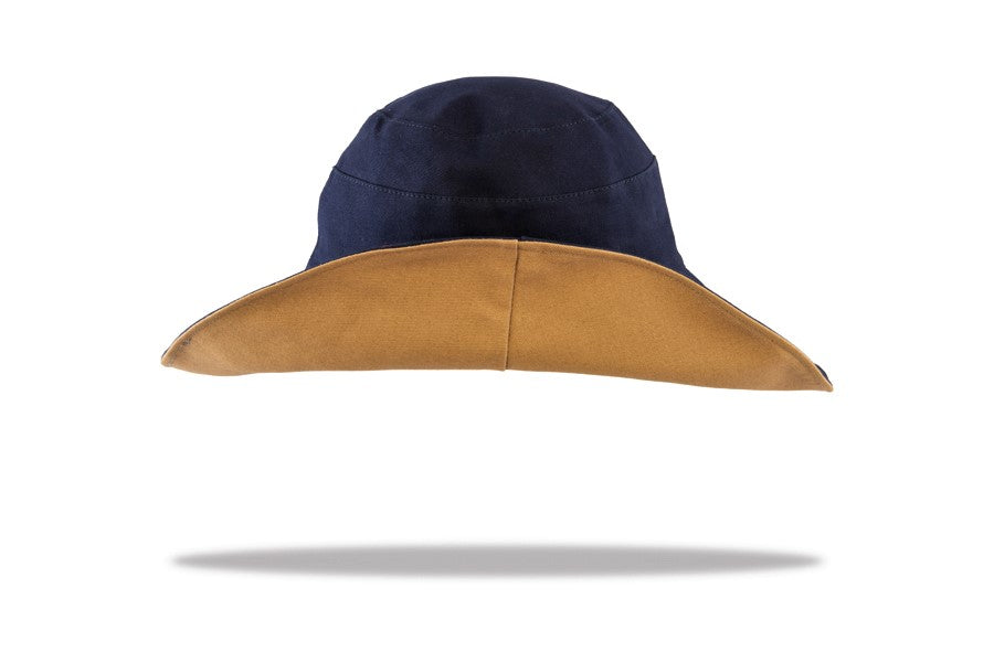 Sun Hat Womens100% Cotton Reversible Navy/Tan Ws20-2