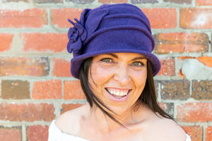 Women's Soft  Wool Cloche Hat in Purple HW-02PU