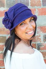 Load image into Gallery viewer, Women&#39;s Soft  Wool Cloche Hat in Purple HW-02PU
