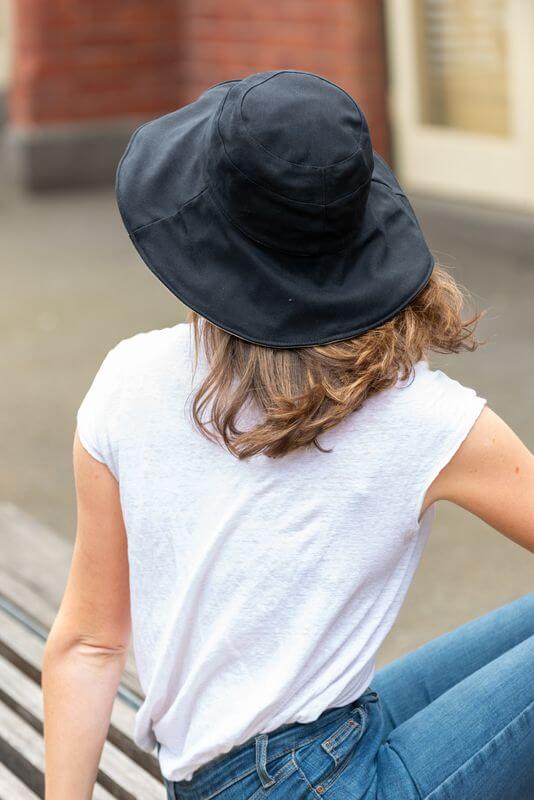 women's black reversible sun hat cotton