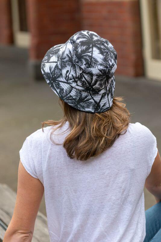 women's reversible palm tree bucket hat