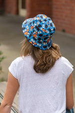 Load image into Gallery viewer, women&#39;s reversible blue cookie monster bucket hat
