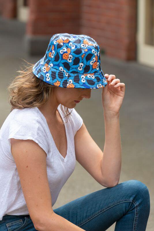 women's reversible blue cookie monster bucket hat