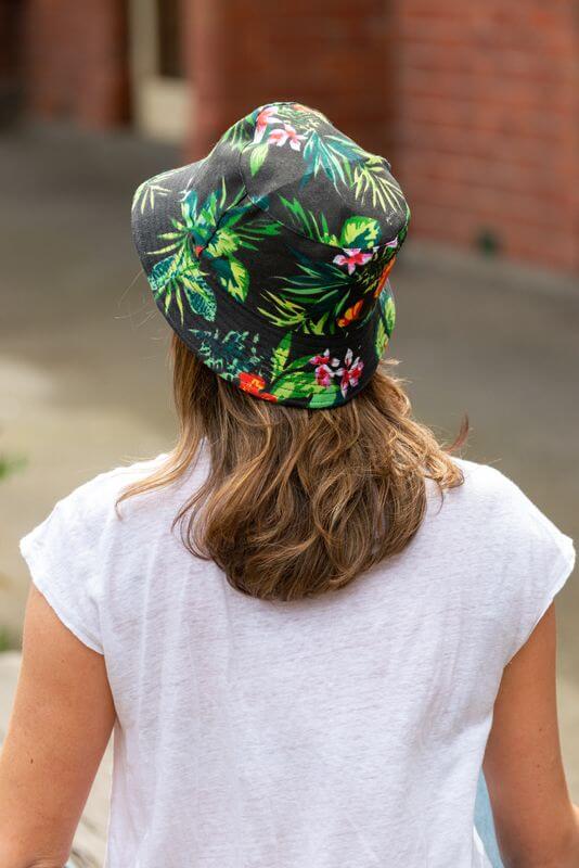 women's reversible floral hibiscus bucket hat