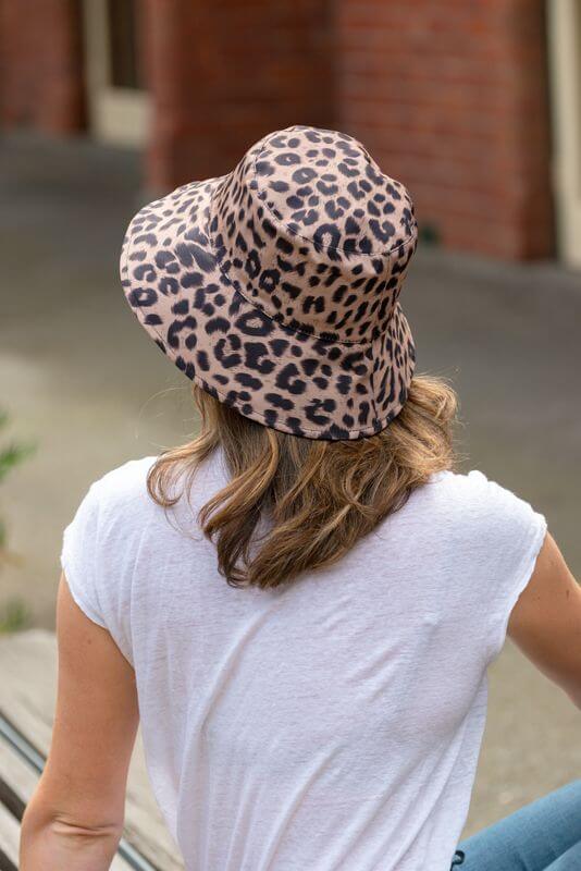 women's reversible leopard bucket hat