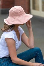 Load image into Gallery viewer, women&#39;s pink reversible sun hat cotton 
