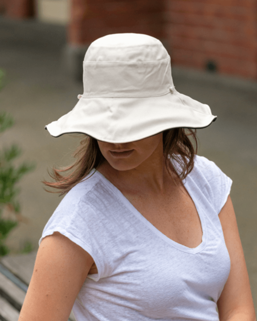 women's white reversible sun hat cotton