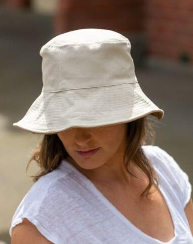 women's ivory reversible bucket hat cotton