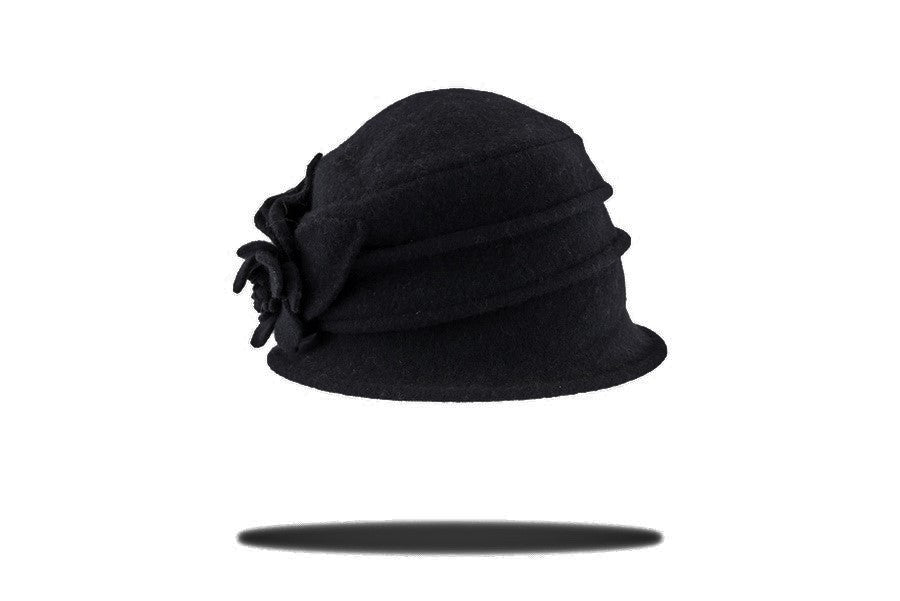 Women's Soft  Wool Cloche Hat in Black HW-01BL