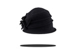 Load image into Gallery viewer, Women&#39;s Soft  Wool Cloche Hat in Black HW-01BL
