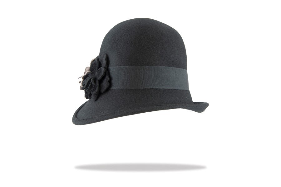 Women's Black Wool Felt Cloche WF14-4BL