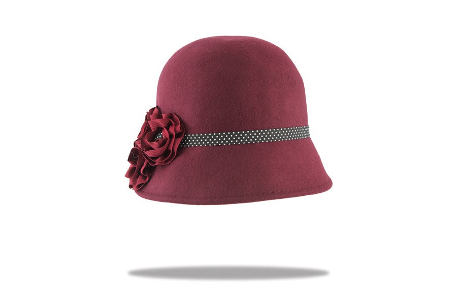 Women's Burgundy Wool Felt Cloche WF14-02BU