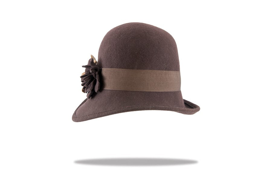 Womens Chocolate Wool Felt Cloche WF14-04BR