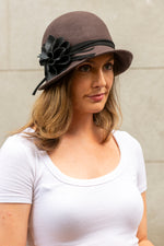 Load image into Gallery viewer, Womens wool felt Cloche hat in Ash WF14-3
