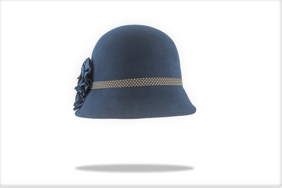 Women's Navy Wool Felt Cloche WF14-02 N