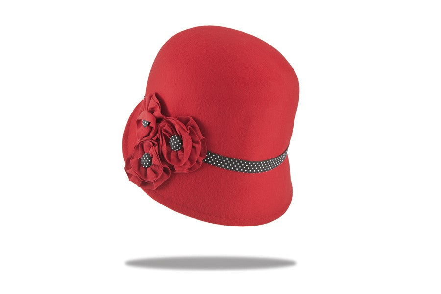 Womens Wool Felt Cloche in Red WF14-02R