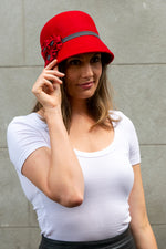 Load image into Gallery viewer, Womens-wool-felt-Cloche-Red-WF14-2R_1
