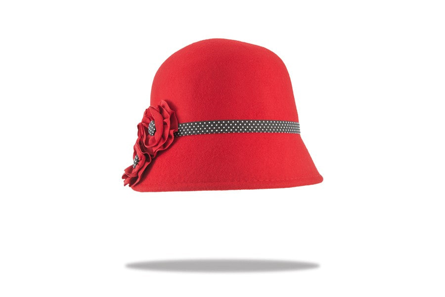 Womens Wool Felt Cloche in Red WF14 02R The Hat Project