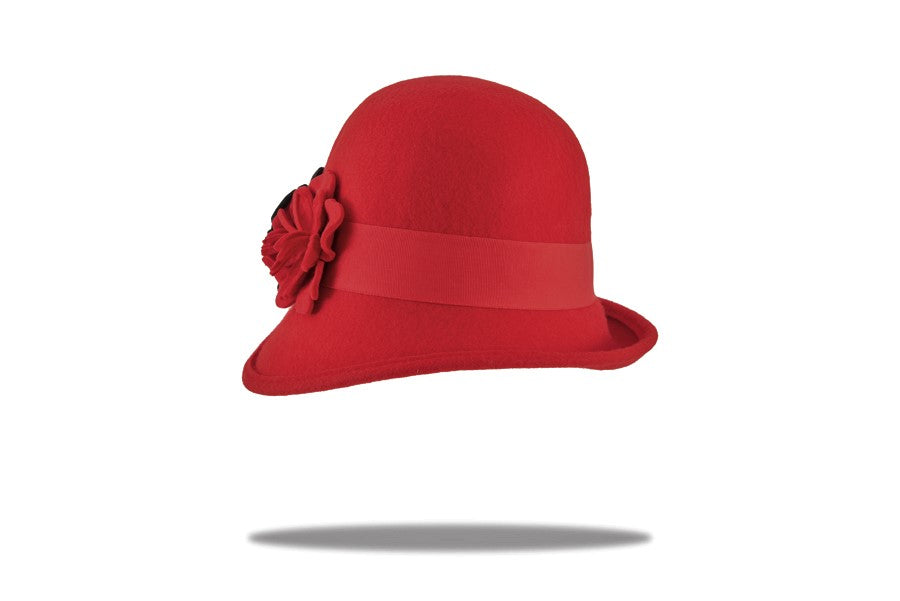 Women's Red Wool Felt Cloche WF14-04R