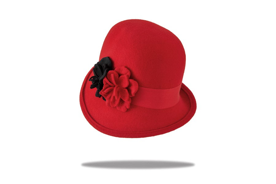 Women's Red Wool Felt Cloche WF14-04R