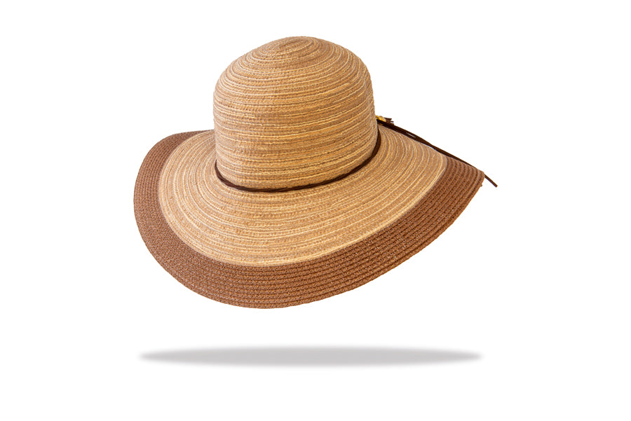 Womens wide brim sunhat chocolate WS18-2