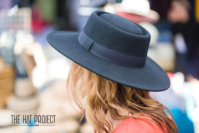 Wide brim Wool Felt Fedora in Black