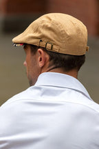Mens Flat Cap in Caramel Linen FC15-5