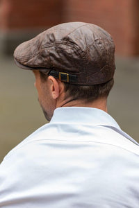 Mens Flat Cap Faux Leather in Brown MF15-1Br