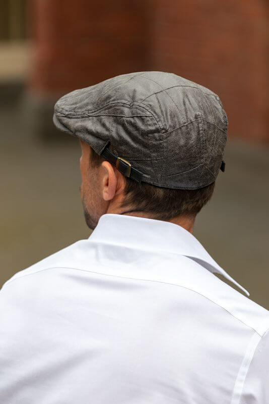 Mens Faux Leather Flat Cap in Grey FC15-1