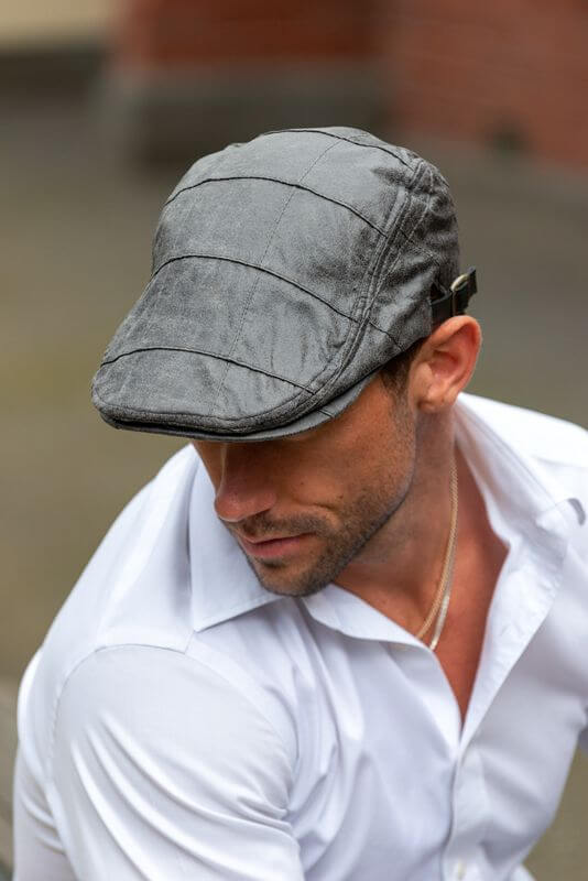 Mens Faux Leather Flat Cap in Grey FC15-1