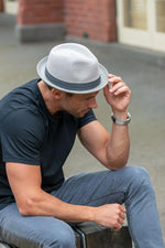 Load image into Gallery viewer, Porkpie Mens Sun Hat in Soft grey ST16-11
