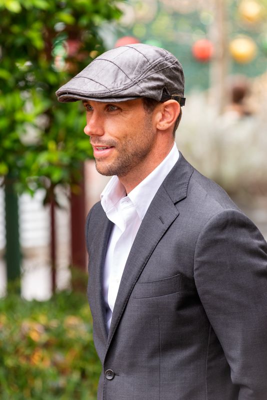 Mens Faux Leather Flat Cap in Grey FC15-1